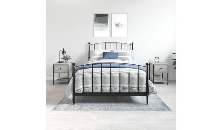 Walplus Pack of 2 Bedside Table - Grey and Oak - 34 x 35.5 x 45 cm
