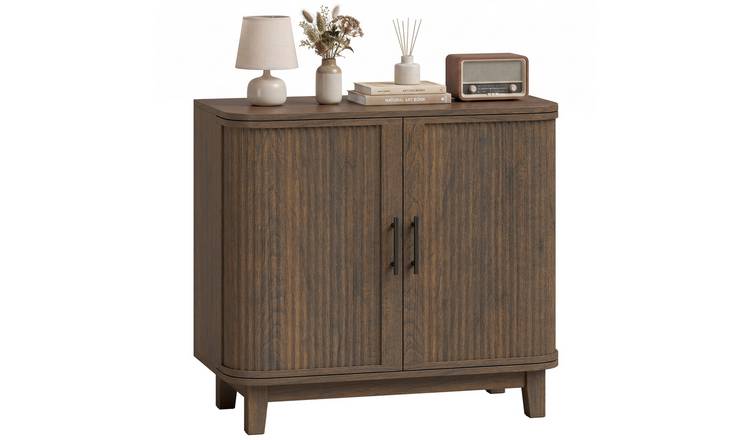 HOMCOM Modern Adjustable Shelf 80cm Sideboard Buffet Cabinet - Dark Walnut