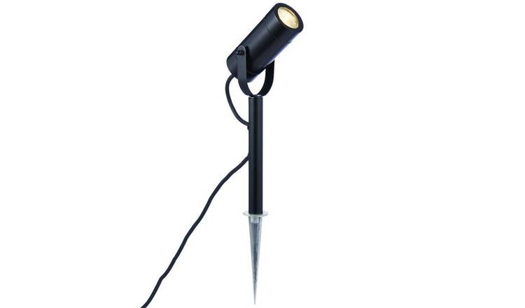 Loops Direct Stainless Steel and Glass Outdoor Ground Spike Lamp - Matt Black