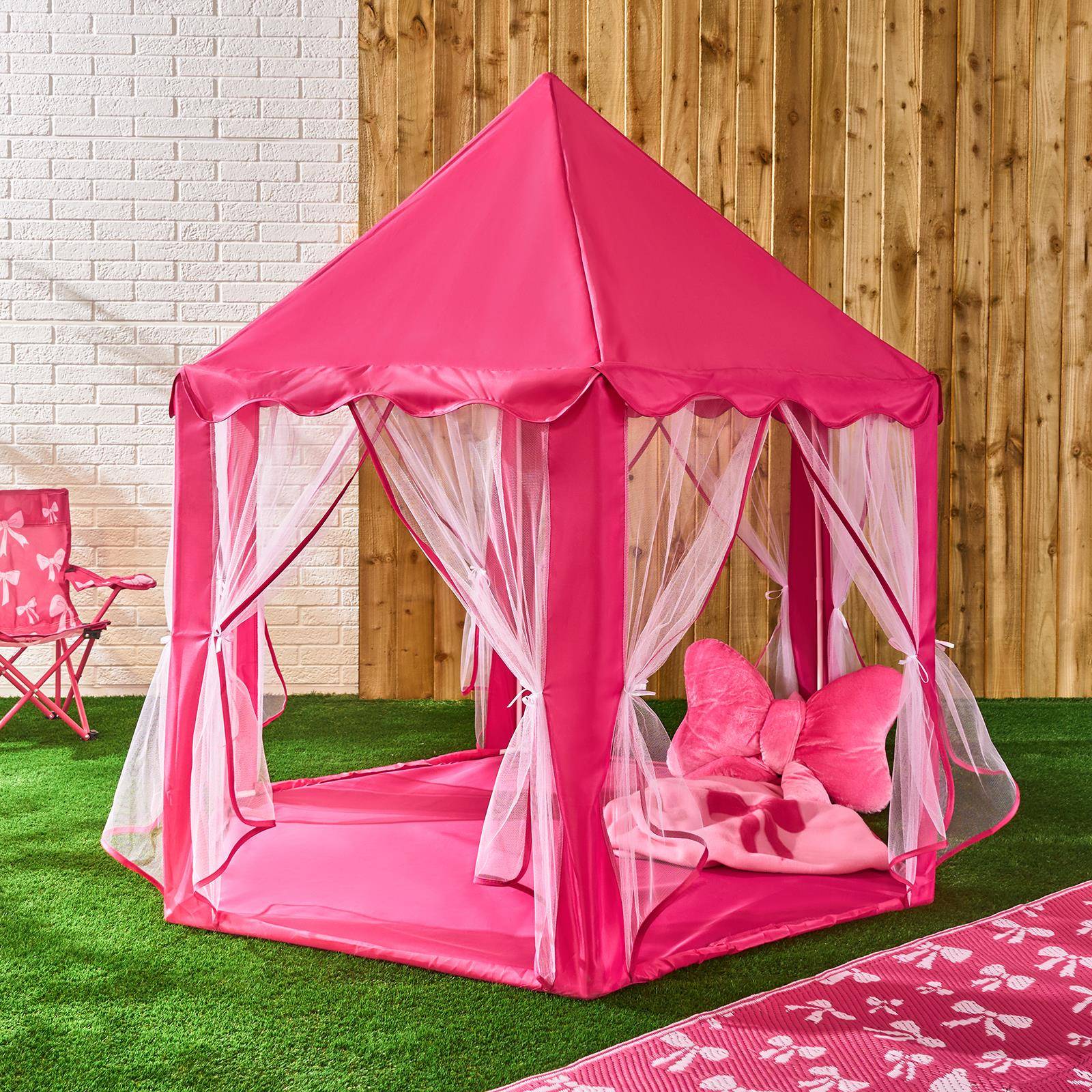 OHS Kids Outdoor Play Tent with Curtains - Hot Pink - Image 1