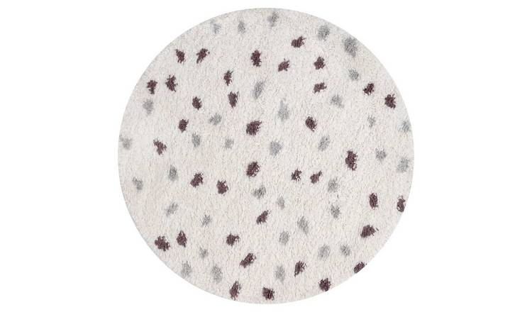 The Rugs Purple Moodi Spot Round Shaggy Rug - 120cm