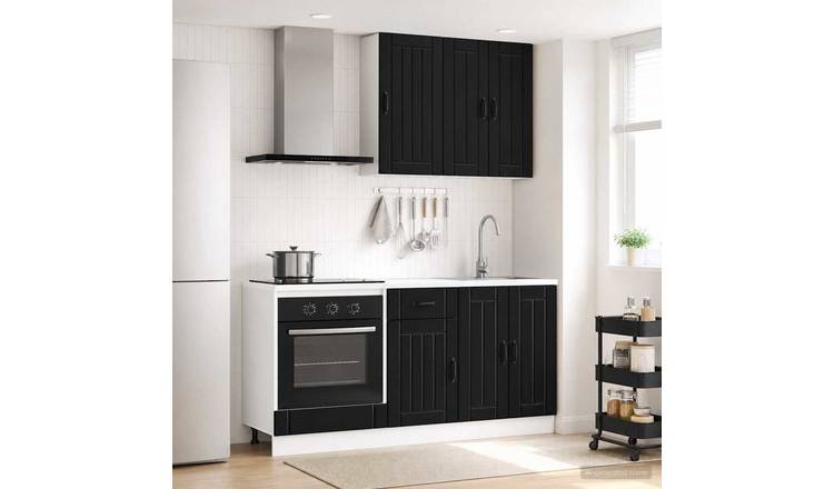 Walplus 5 Piece Engineered Wood Kitchen Unit Set - Black