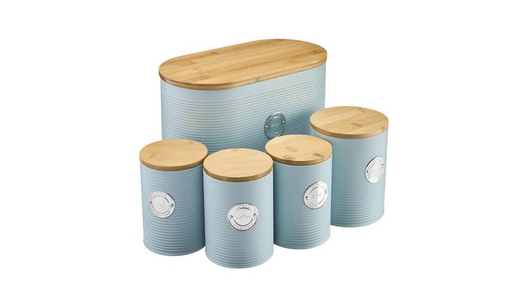 Cooks Professional 5 Piece Ribbed Kitchen Storage Set - Blue/Silver