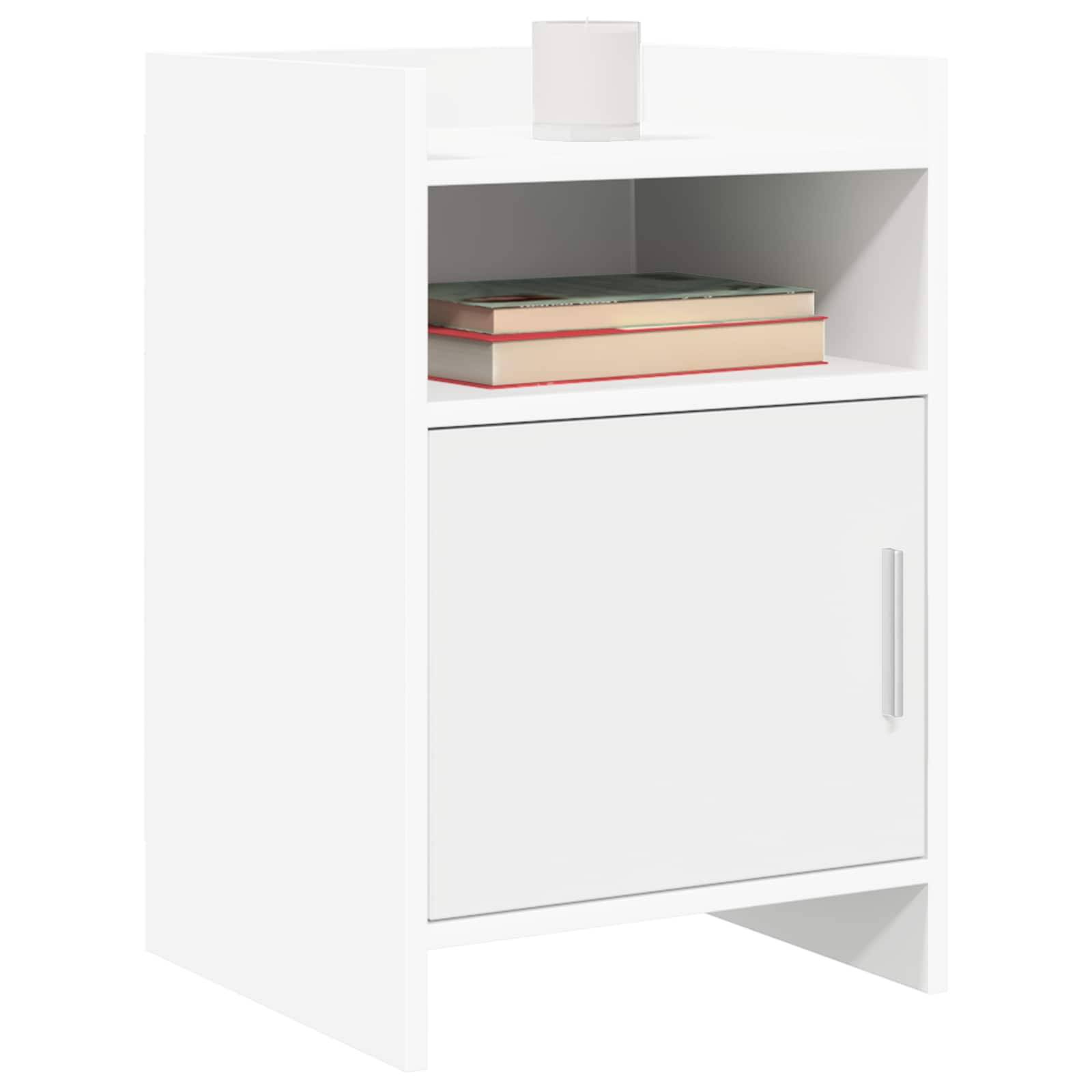 Walplus Pack of 2 Engineered Wood Bedside Table - White - 40 x 36 x 60 cm - Image 2