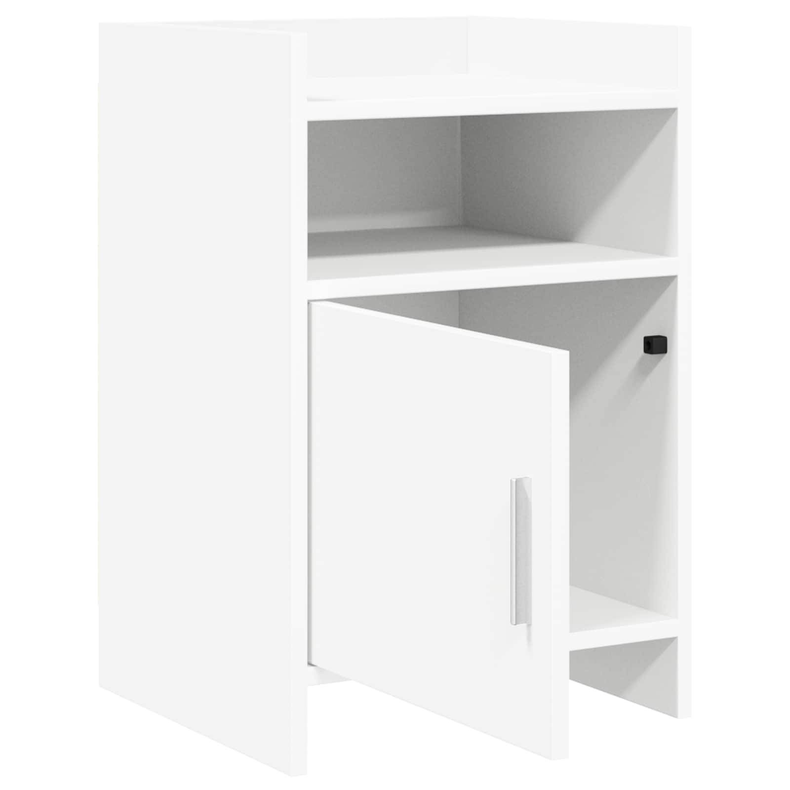 Walplus Pack of 2 Engineered Wood Bedside Table - White - 40 x 36 x 60 cm - Image 3