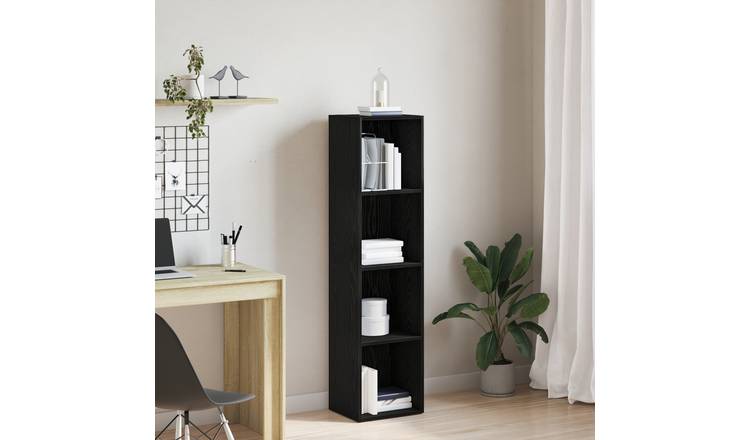 Walplus 4 Tier Engineered Wood Book Cabinet - Dark Oak - 36 x 30 x 143 cm