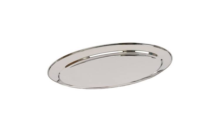 Argon Tableware Oval Stainless Steel Serving Platter - 60 x 41cm
