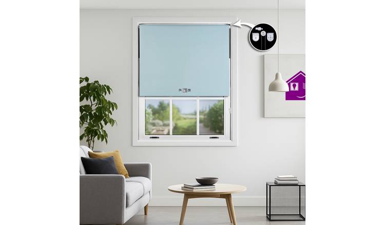 Furnished Duck Egg Blackout Roller Blind Triple Square Eyelets - 50 x 165cm
