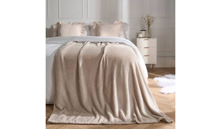 OHS Waffle Fleece Blanket Throw 150 x 200cm - Mink