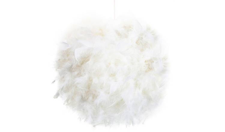 Happy Homewares White Genuine Feather Decorated Pendant Shade - 40cm