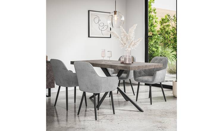 Furniture Online Donni Anika Concrete Effect Dining Table & 4 Grey Chairs