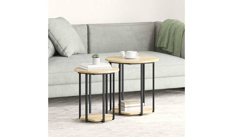 Walplus Pack of 2 Shelf Metal Side Table - Brown - 50 x 50 x 50.5 cm