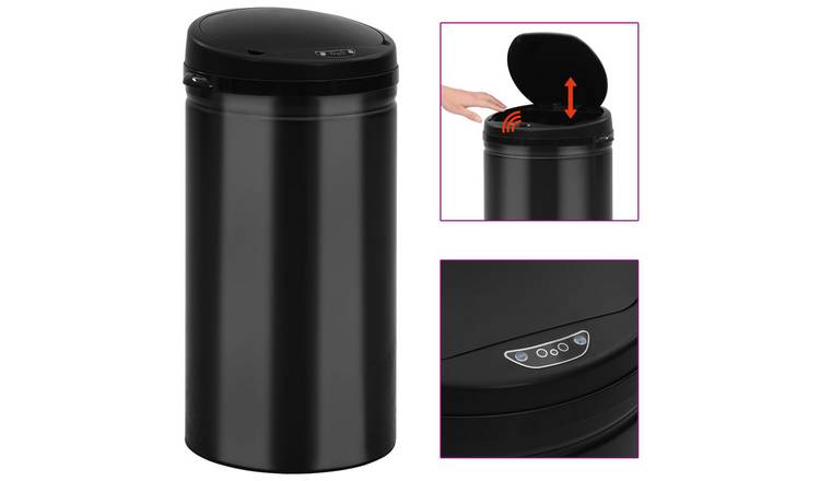 Walplus Steel Automatic Sensor Dustbin 50 L Carbon - Black - 30.5 x 81.5 cm