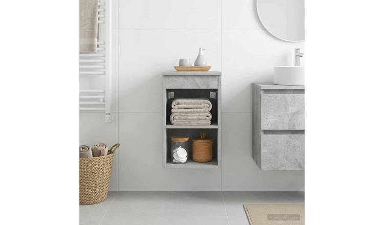 Walplus Wood Bathroom Cabinet with 1 Shelf - Concrete Grey - 30 x 41 x 50 cm