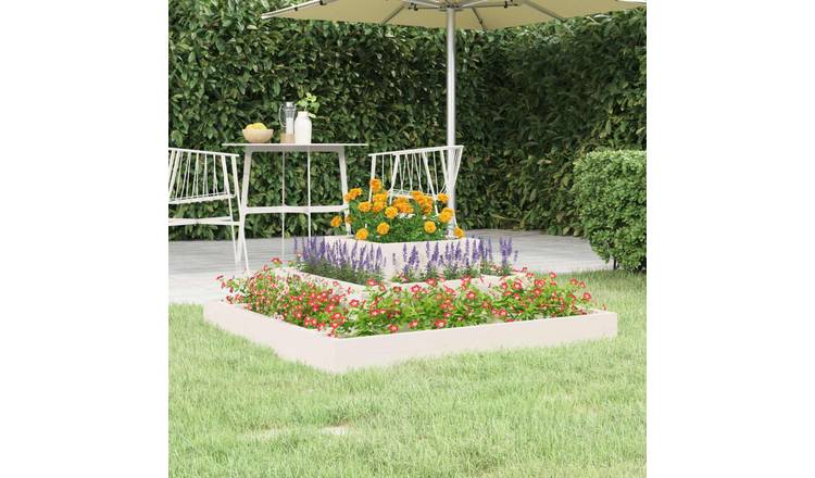 Walplus Wood Garden Planter - White - 80 x 80 x 27 cm