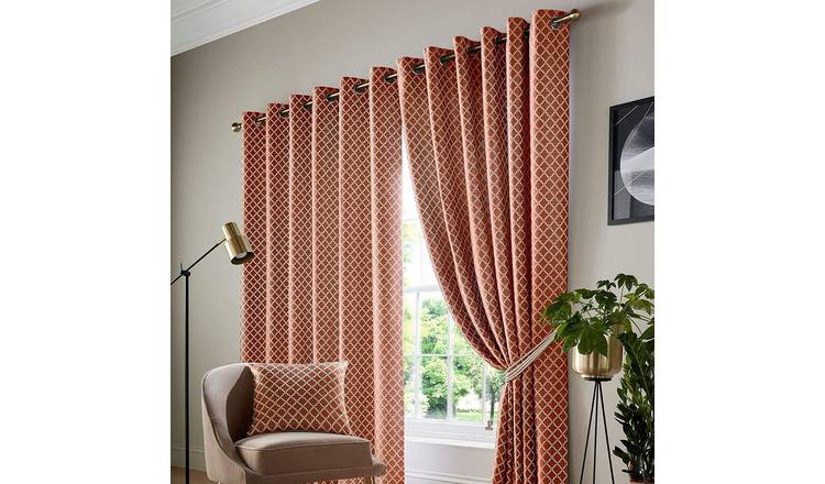Alan Symonds Cotswold Eyelet Curtains - Orange - 117 x 229cm
