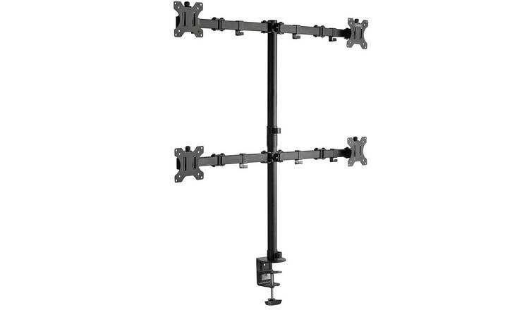 VonHaus 13-32in Metal Adjustable Quad Monitor Stand - Black