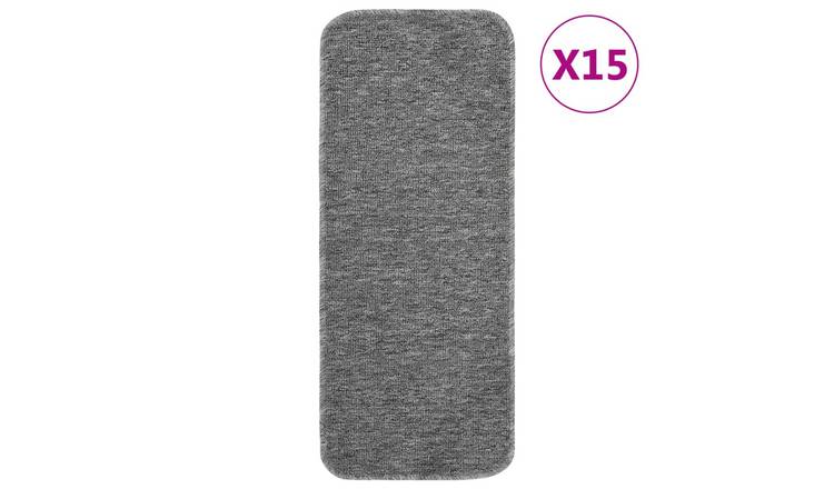 Walplus Pack of 15 Rectangular Polypropylene Stair Mats - Grey - 25 x 60 cm