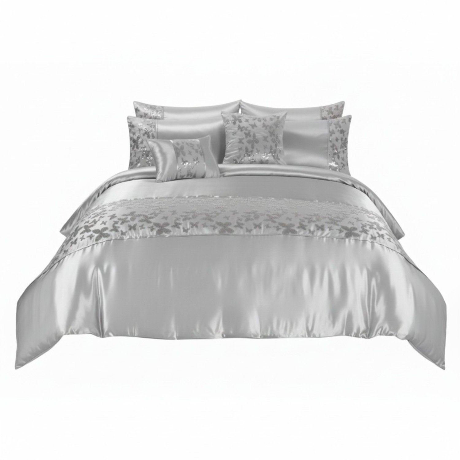 Snug City Embellished Butterfly Duvet Cover Set - Single - Silver - Image 3
