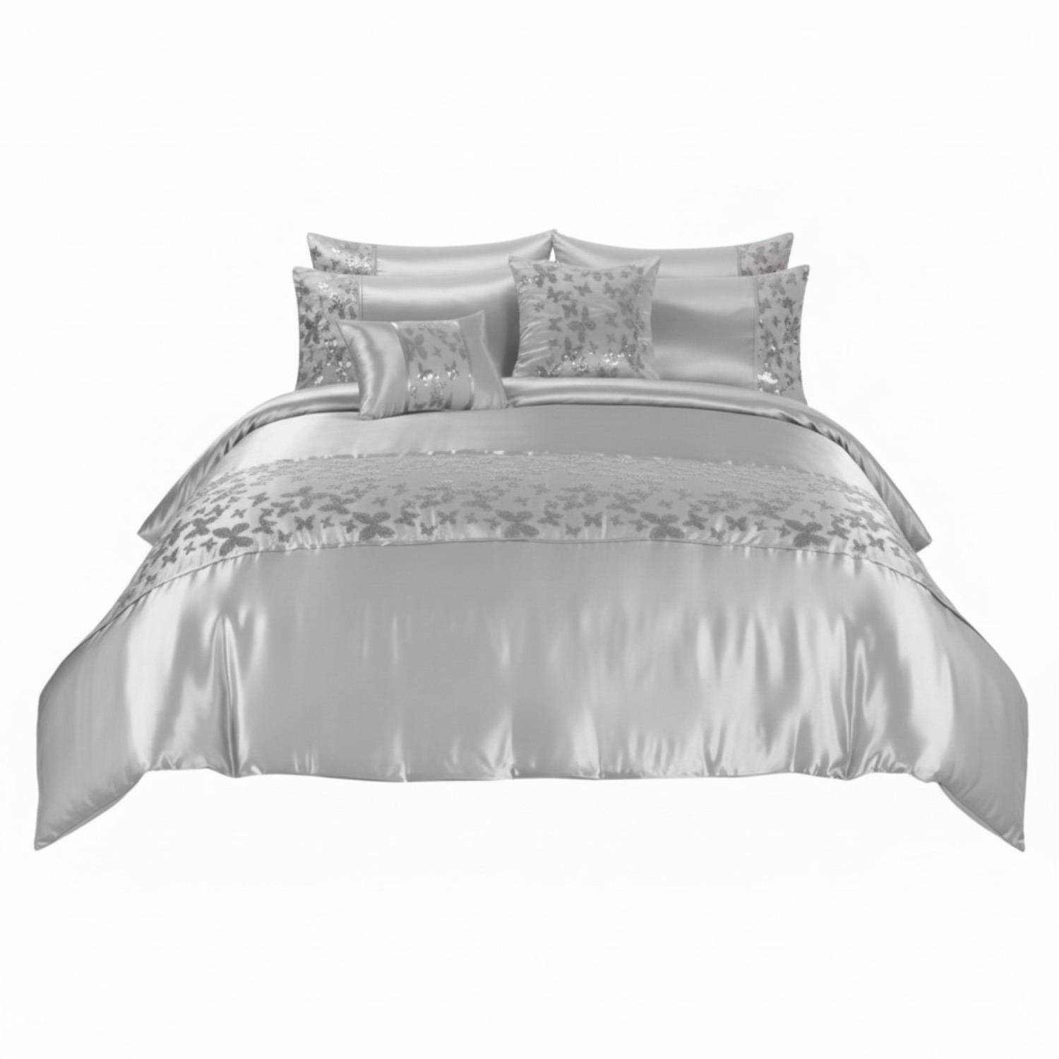 Snug City Embellished Butterfly Duvet Cover Set - Single - Silver - Image 3