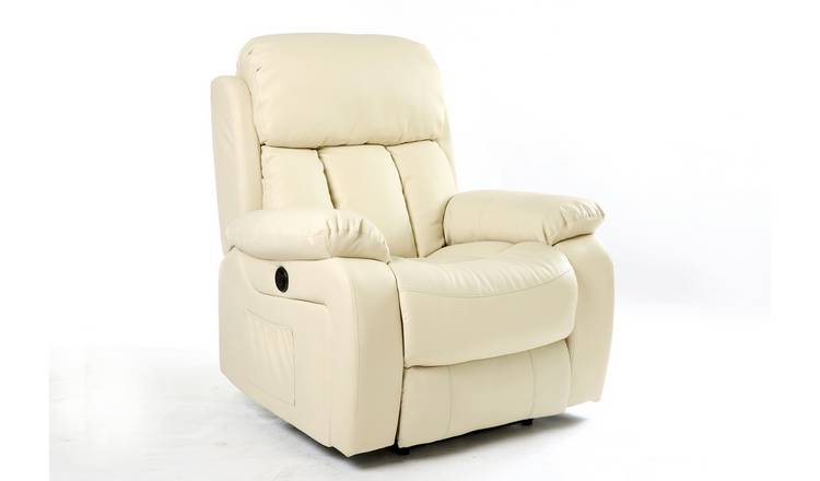 Furniture Online Chester Electric Bonded Leather Recliner Chair - Cream