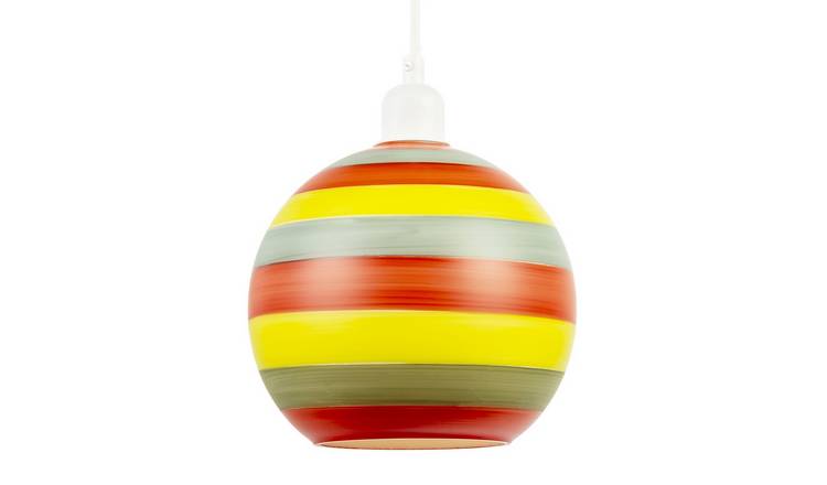 Happy Homewares Multicoloured Multicolour Striped Glass Pendant Shade - 20cm