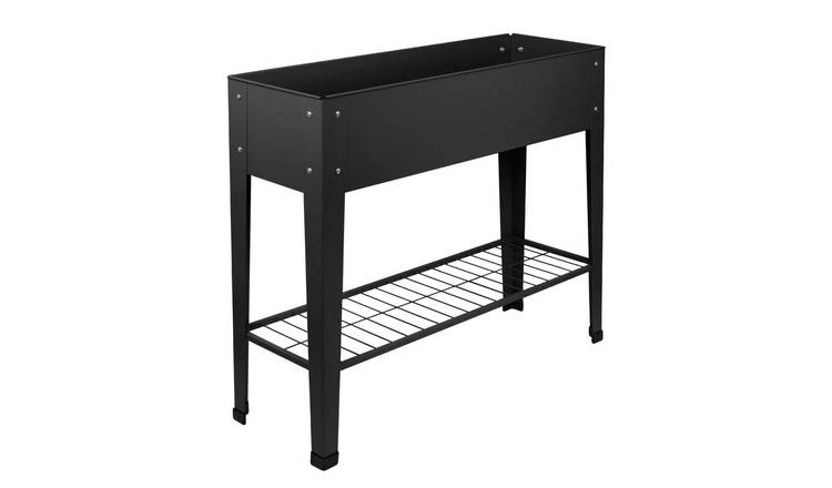 Harbour Housewares Raised Garden Bed with Storage Shelf - Anthracite