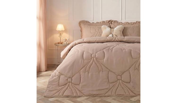 OHS Natural Bow Lattice Coverless 7.5 Tog Duvet Bedding Set - Double