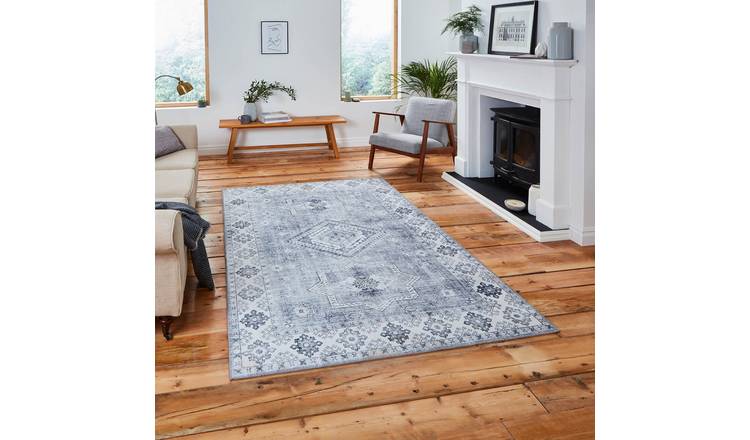 Mega Flooring Silver Traditional Bordered Runner - 60 x 225cm