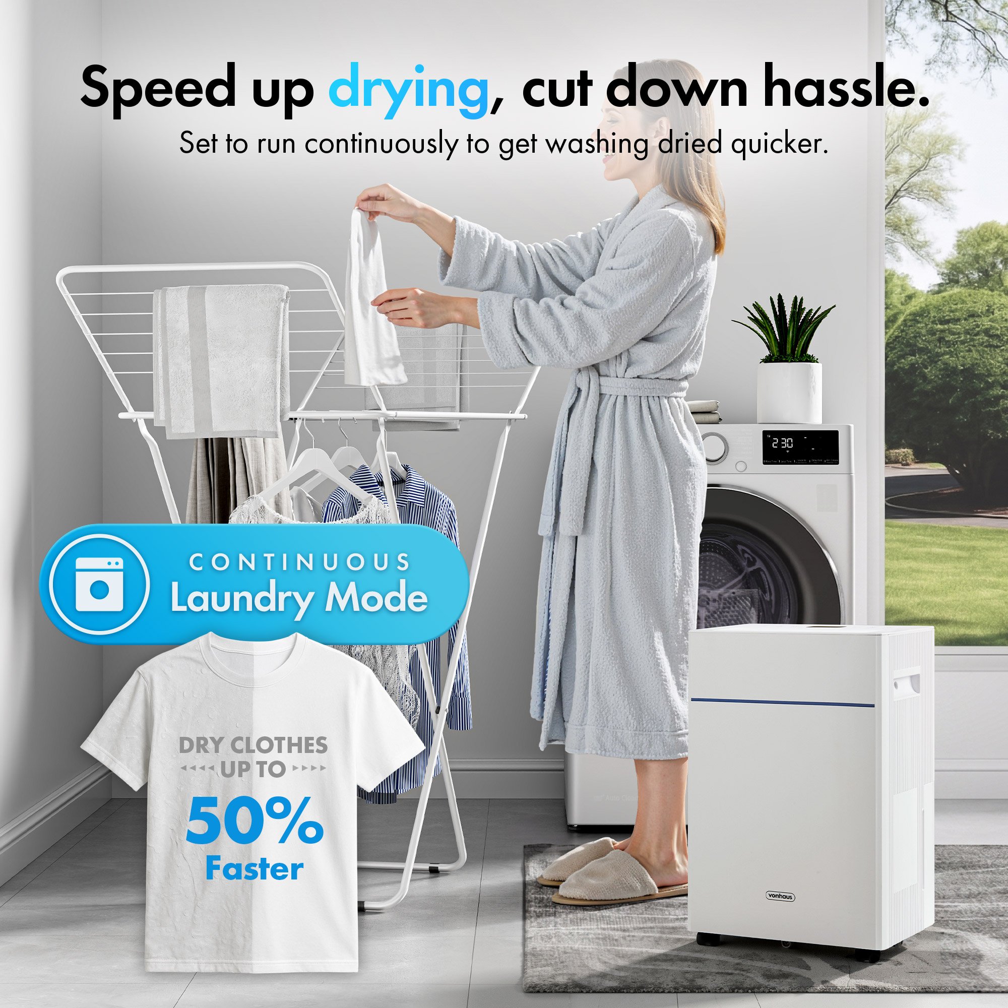 VonHaus 10L/Day Dehumidifier - White - Image 2