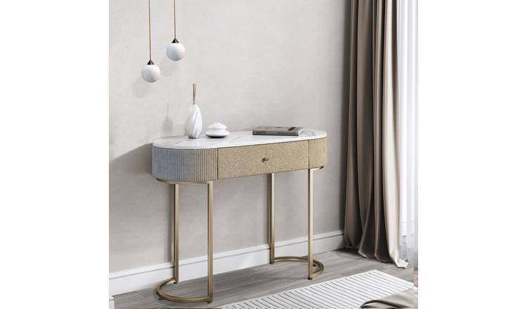 CARME Home Romy Bouclé Dressing Table - White/Gold