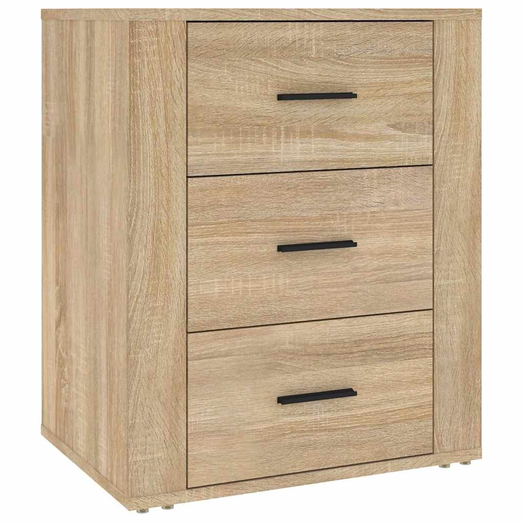 Walplus 3 Drawer Engineered Wood Bedside Cabinet - Light Oak - 50 x 36 x 60 cm - Image 2