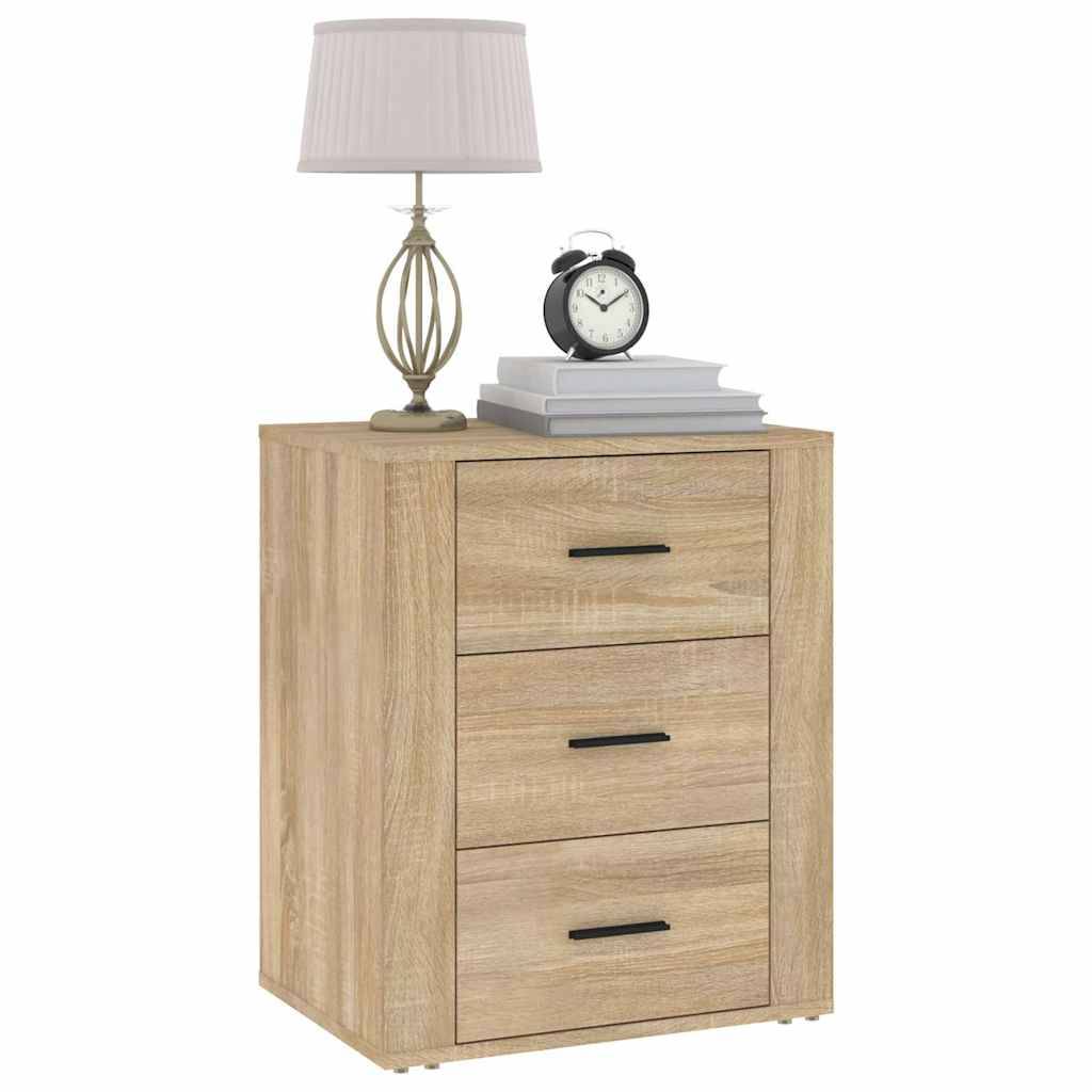 Walplus 3 Drawer Engineered Wood Bedside Cabinet - Light Oak - 50 x 36 x 60 cm - Image 4