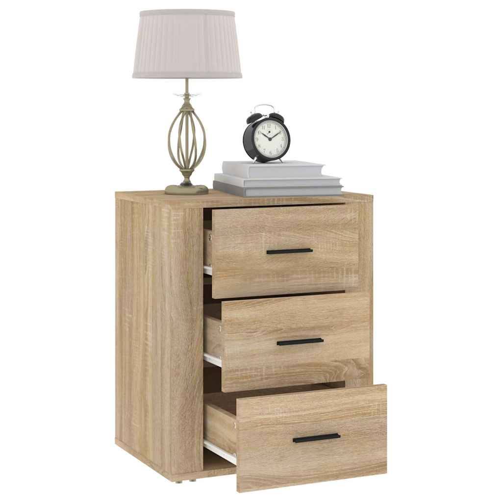 Walplus 3 Drawer Engineered Wood Bedside Cabinet - Light Oak - 50 x 36 x 60 cm - Image 5