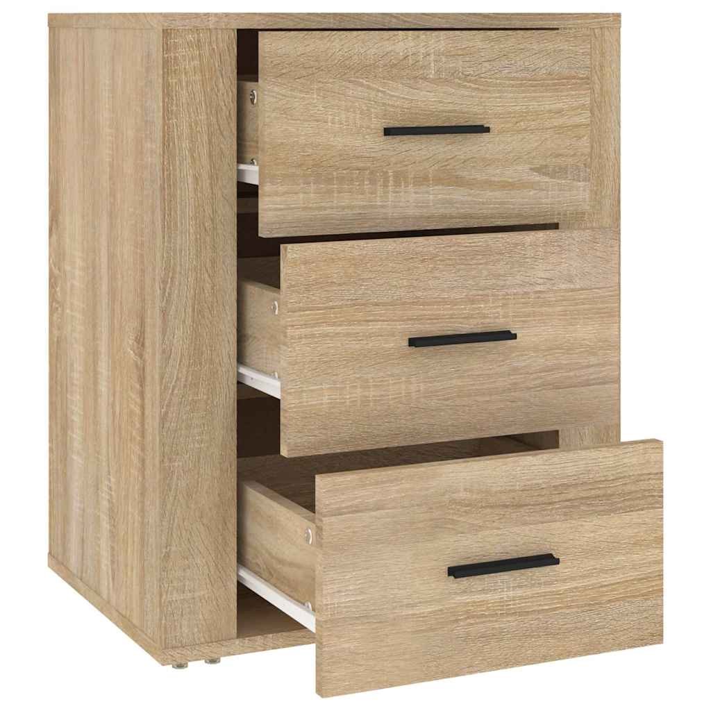 Walplus 3 Drawer Engineered Wood Bedside Cabinet - Light Oak - 50 x 36 x 60 cm - Image 7