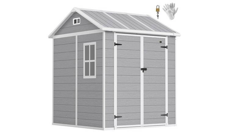 Outsunny 6 x 6ft Polypropylene Apex Garden Shed – Grey