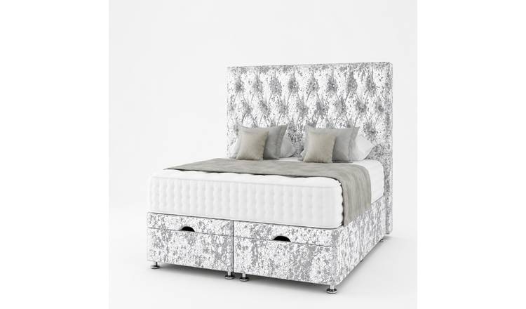 Comfy Deluxe Senna Crush Velvet 3ft Single End Lift Ottoman Bed Set - White