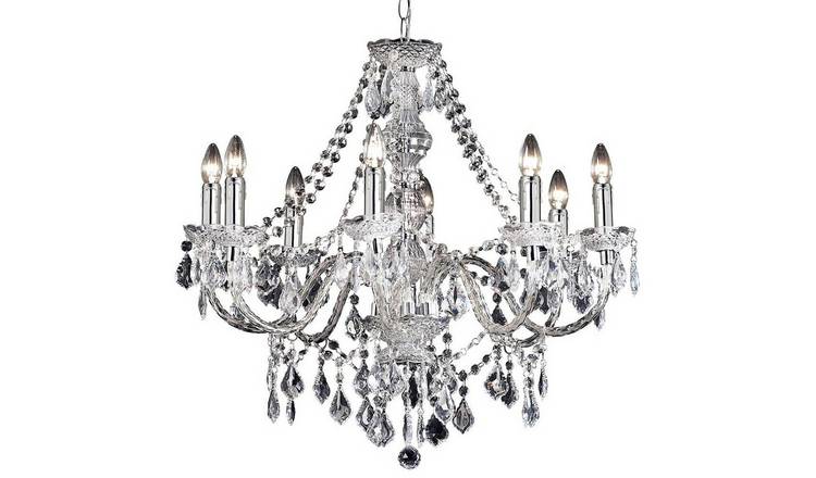 Loops Direct Acrylic and Steel 8-Light Chandelier Pendant - Chrome
