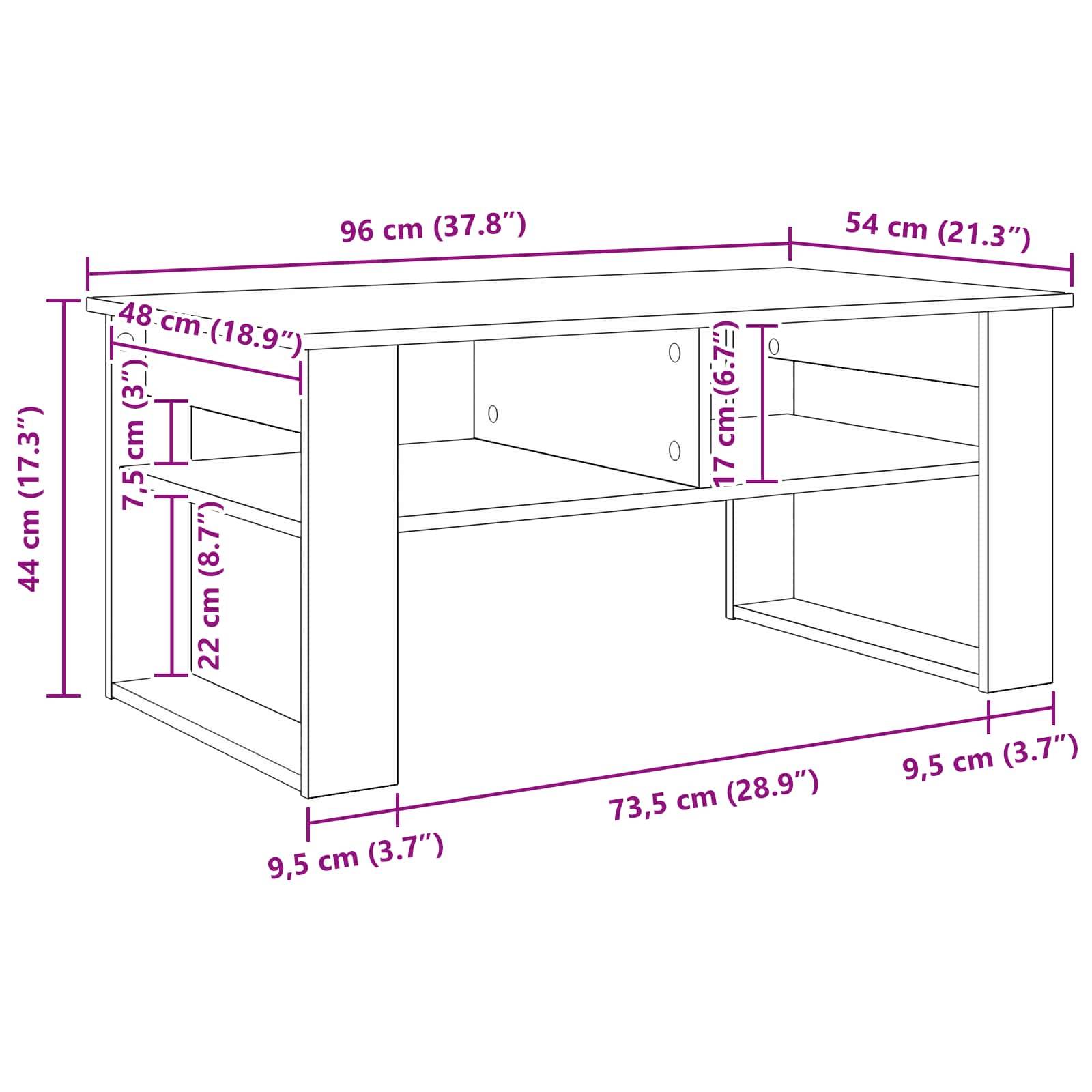 Walplus Engineered Wood Coffee Table - White - 96 x 54 x 44 cm - Image 7