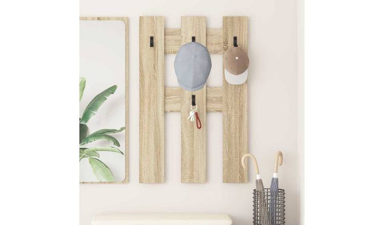 Walplus Engineered Wood Wall-Mounted Coat Rack - Sonoma oak - 65 x 3 x 100 cm