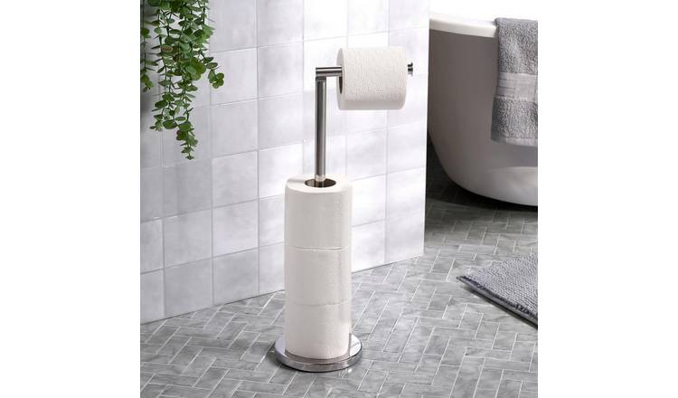 OHS 2-in-1 Freestanding Toilet Roll Holder - Chrome