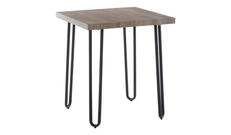 Orsina Wood-Effect Side Table With Hairpin Metal Legs - Natural