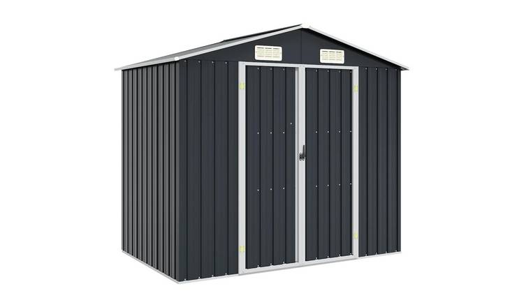 Walplus Galvanised Steel Garden Shed - Anthracite - 205 x 129 x 183 cm