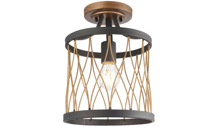 Loops Direct Steel Flush Ceiling Light - Black and Bronze