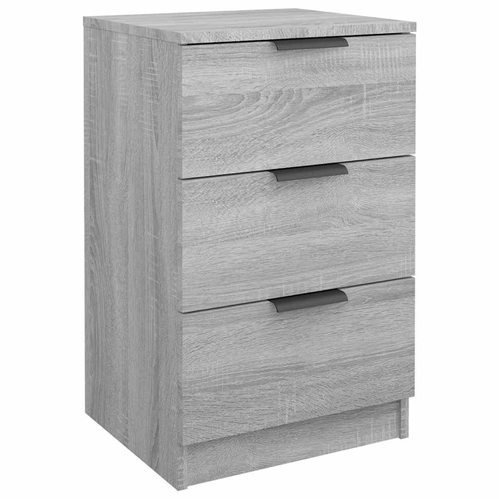Walplus 3 Drawer Engineered Wood Bedside Cabinet - Grey Sonoma - 40 x 36 x 65 cm - Image 2