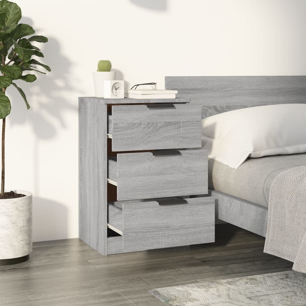 Walplus 3 Drawer Engineered Wood Bedside Cabinet - Grey Sonoma - 40 x 36 x 65 cm - Image 3