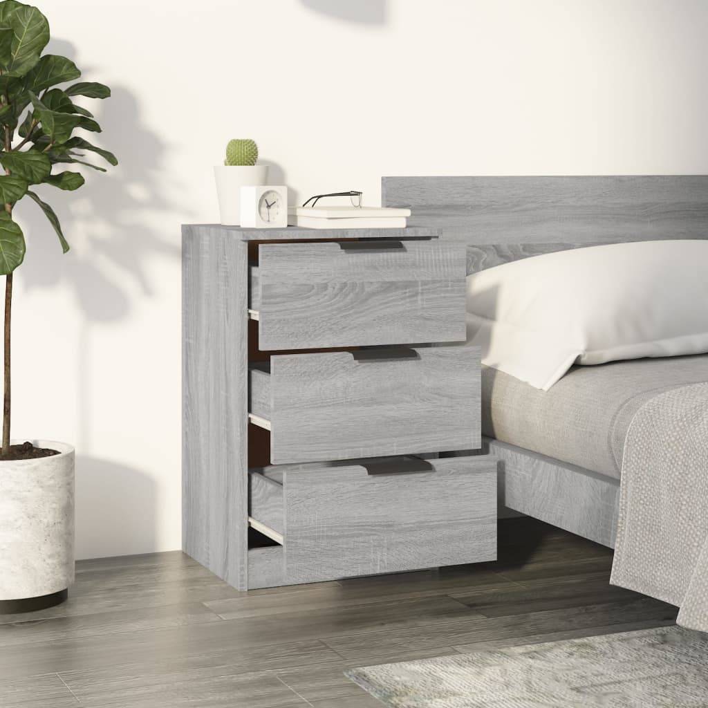 Walplus 3 Drawer Engineered Wood Bedside Cabinet - Grey Sonoma - 40 x 36 x 65 cm - Image 3