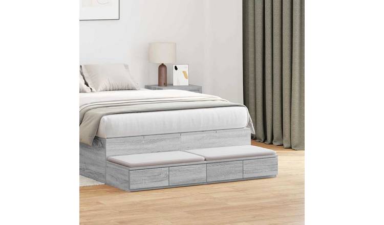Walplus 4 Drawer Bed Drawer Unit - Grey and Oak - 120 x 36.5 x 16.5 cm