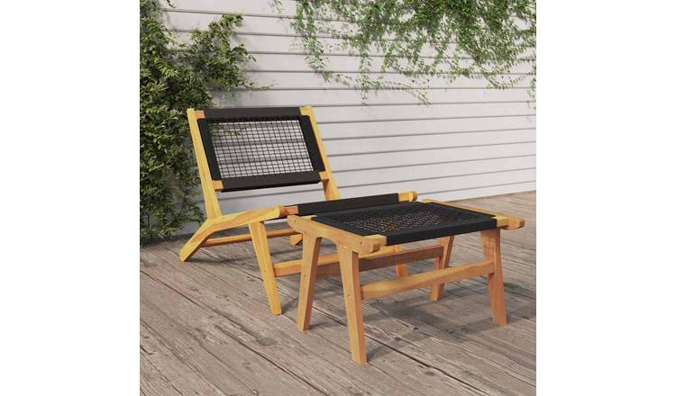 Walplus Wood Folding Garden Chair - Natural Wood - 60 x 135 x 65 cm