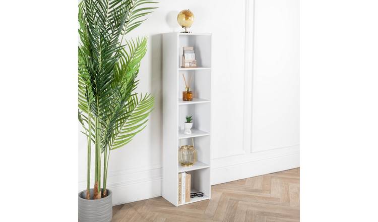 Home Treats Wooden 5 Tier Cube Bookshelf - White